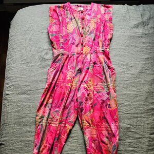 Floral cotton sleeveless jumpsuit